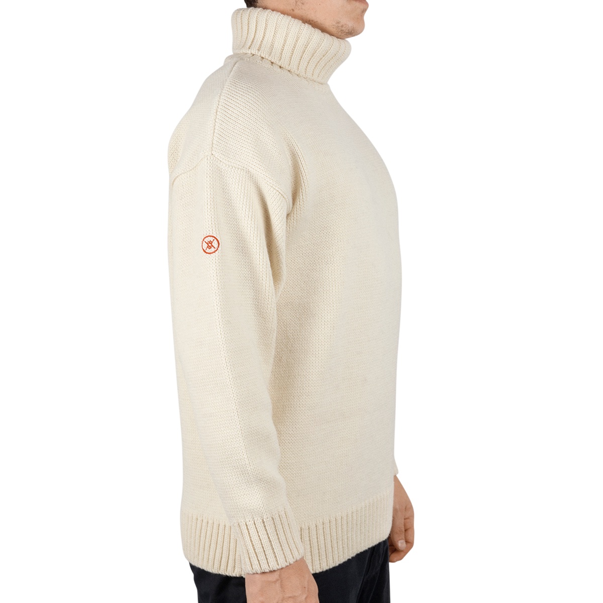 mens ecru roll neck jumper