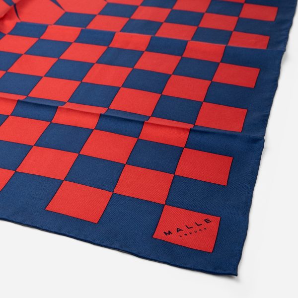 Malle Red Navy Silk Riding Scarf 1