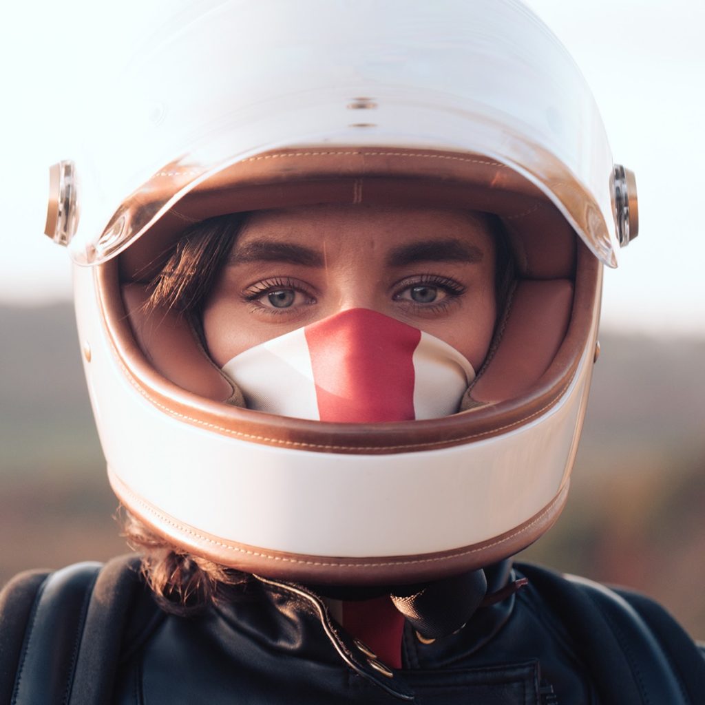 white silk motorcycle scarf