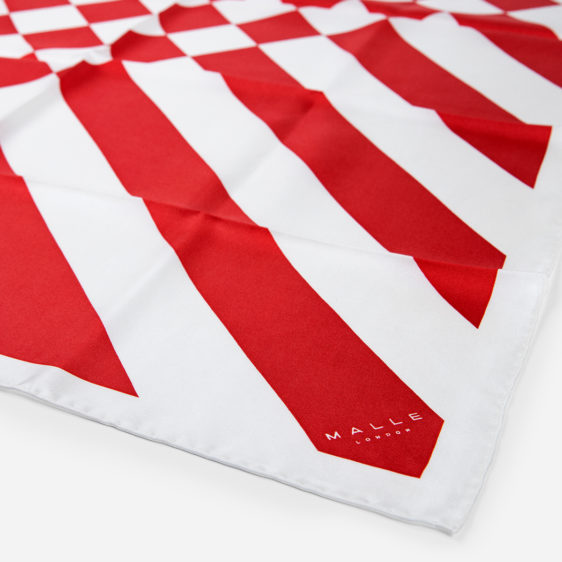 Malle Red White Silk Riding Scarf 2