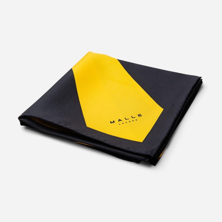 The SwitchBack Silk Riding Scarf - Black / Yellow - Malle London