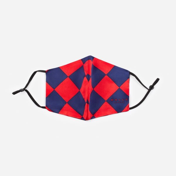 Malle Red Navy Silk Face Mask 2