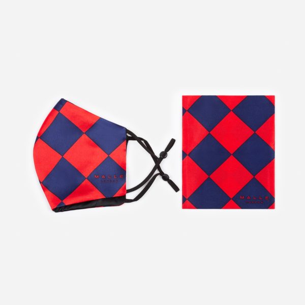 Malle Red Navy Silk Face Mask 3