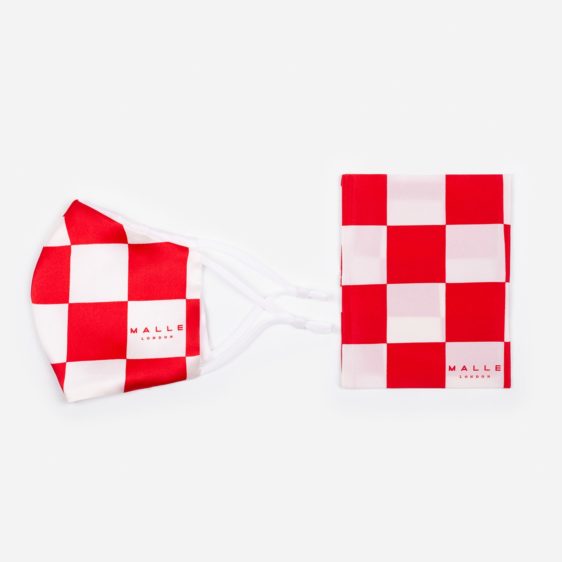 Malle Red White Silk Face Mask 1
