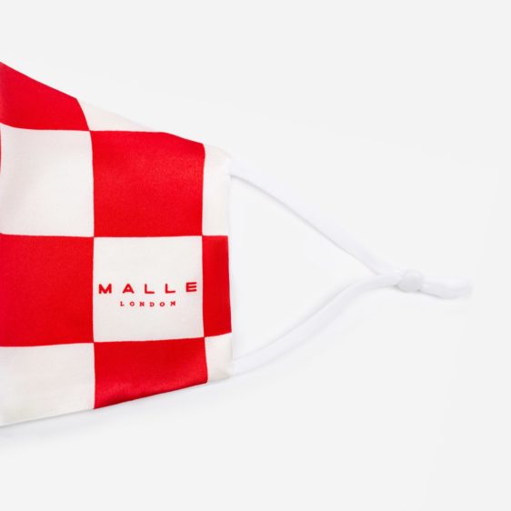 Malle Red White Silk Face Mask 3