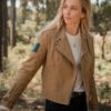 Malle Womens Racer Jacket Tan 10