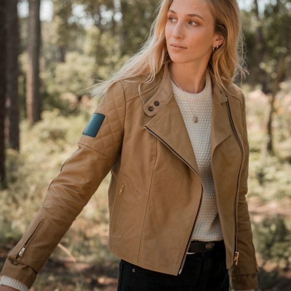 Malle Womens Racer Jacket Tan 10